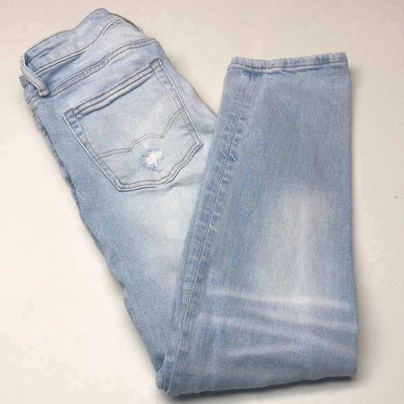 LIKE NEW MENS DISTRESS LIGHTWASH SLIM JEANS 26x28 ⭐️ - Picture 3 of 14